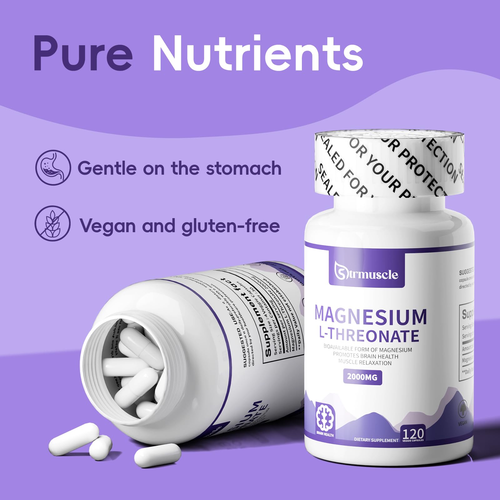 Close-up of magnesium L-Threonate capsules for brain health