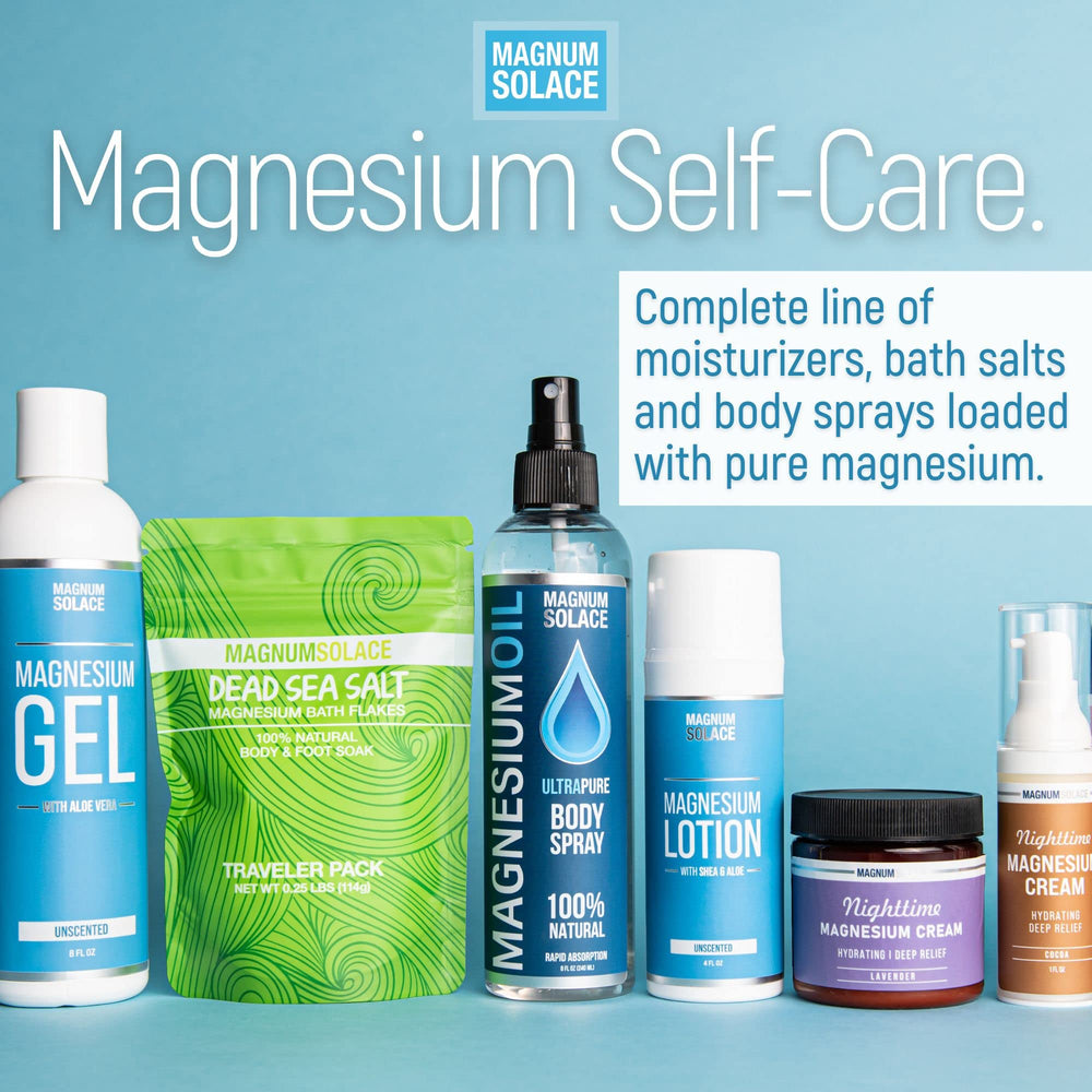 Magnesium lotion jar opened showing smooth consistency