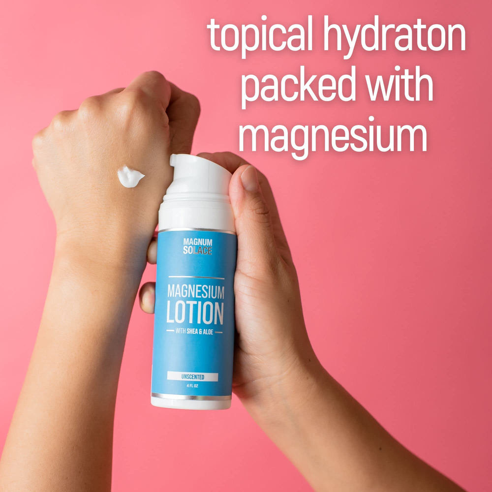 Close-up of Magnesium Lotion texture showing minerals