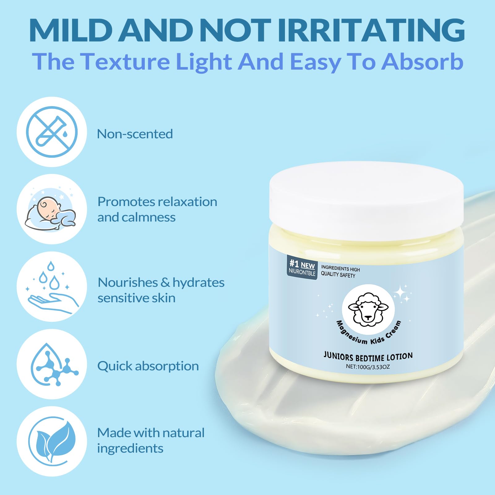 Product packaging highlighting sleep support for kids