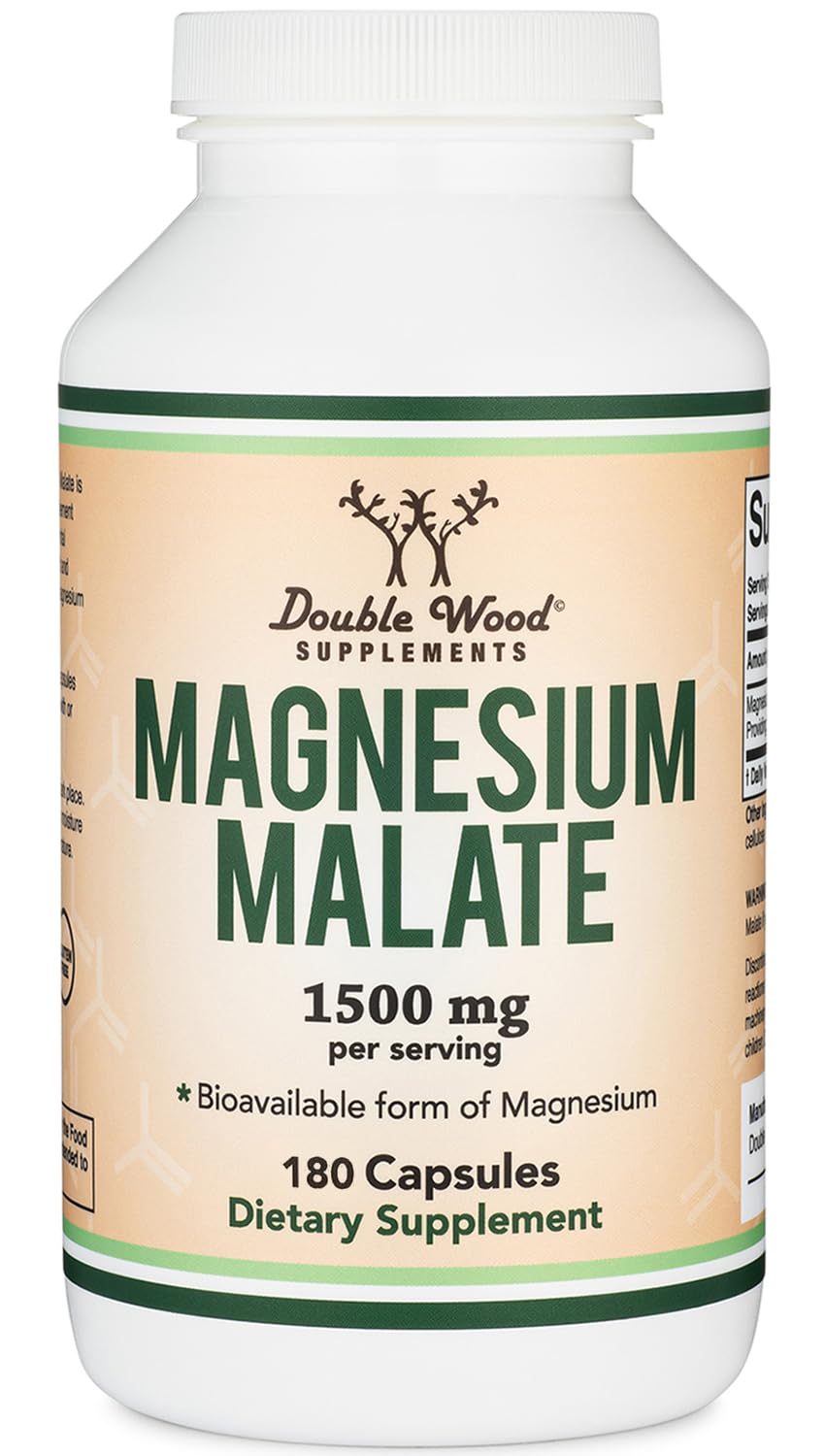 Magnesium Malate Capsules bottle with 180-count package