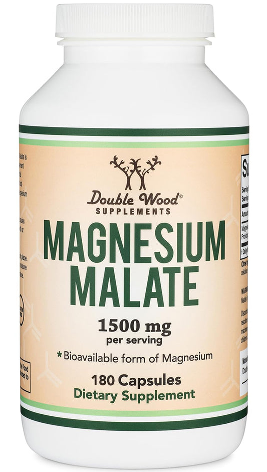 Magnesium Malate Capsules bottle with 180-count package