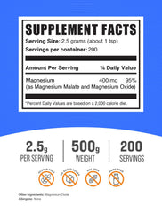 Magnesium Malate powder per serving containing 300 mg magnesium