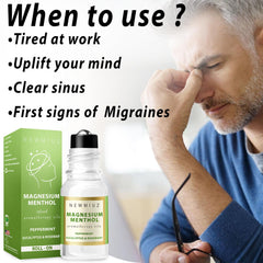 Close-up of Magnesium Menthol Migraine Roll-On 10ml