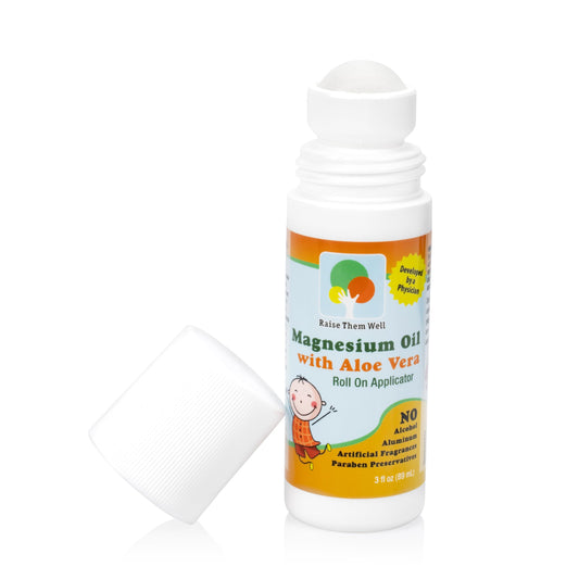 3 oz Magnesium Oil Roll-On for Kids with Aloe Vera bottle