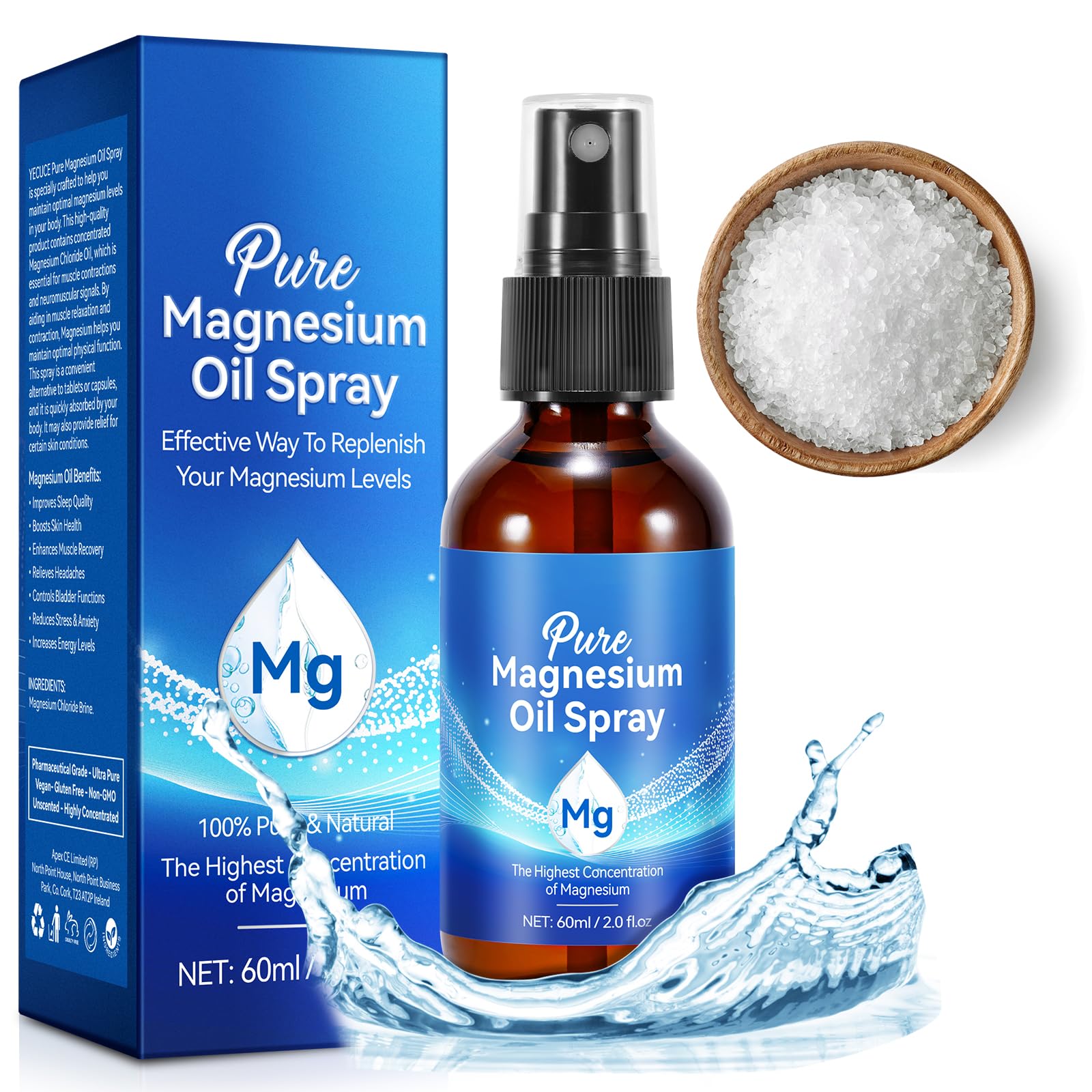 2 oz glass bottle of magnesium oil spray