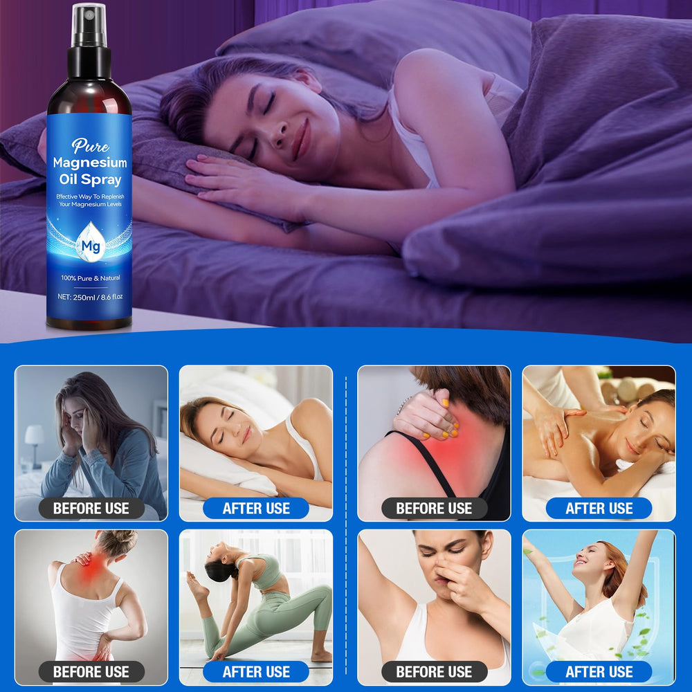 Application of magnesium oil spray on skin