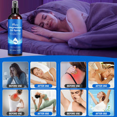 Application of magnesium oil spray on skin