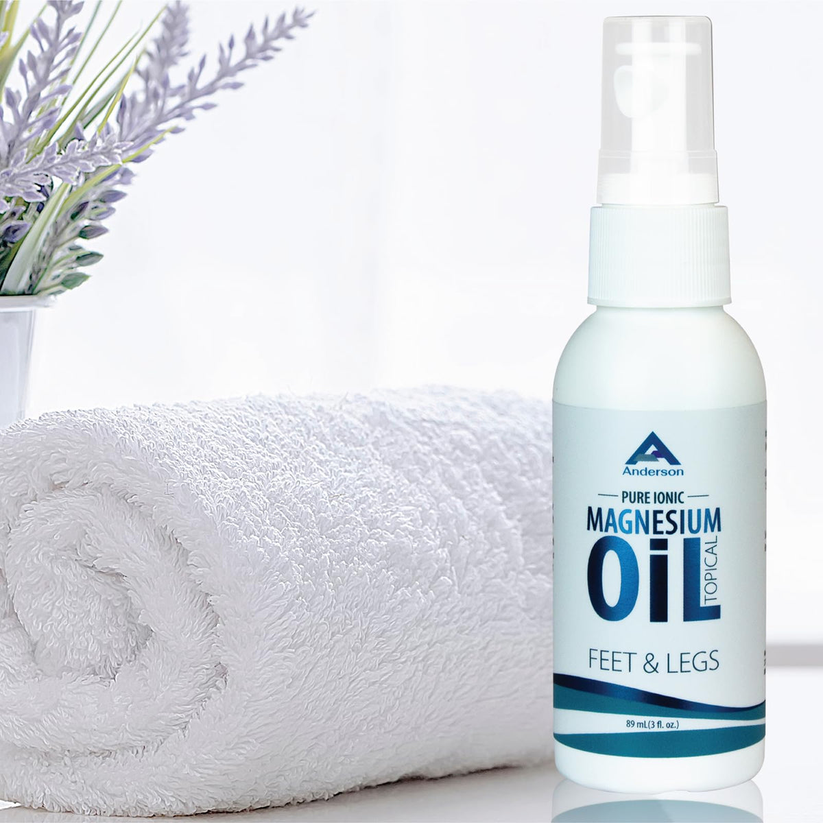 Magnesium oil spray bottle for feet and legs