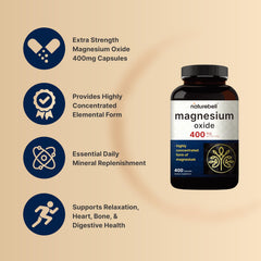 Ingredients and purity panel for Magnesium Oxide 400mg supplement