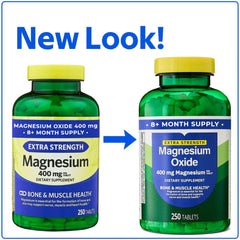 Close-up of a single magnesium oxide 400mg tablet