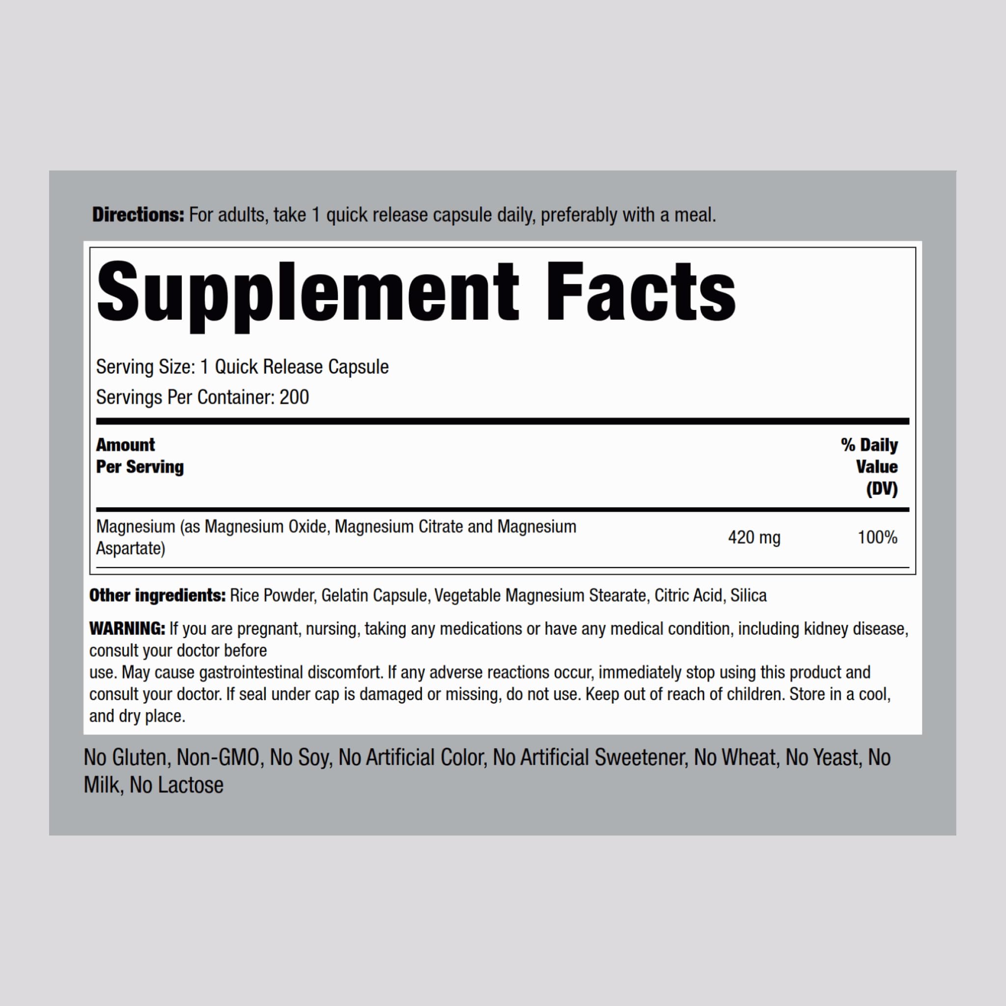 Magnesium oxide, citrate, and aspartate triple-action formula