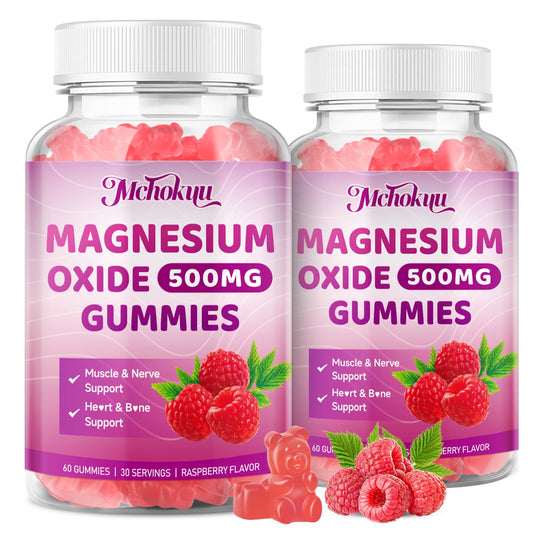 Magnesium oxide gummies Raspberry flavor bottle with 120-count package