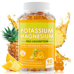 Magnesium Potassium Gummies bottle with pineapple flavor
