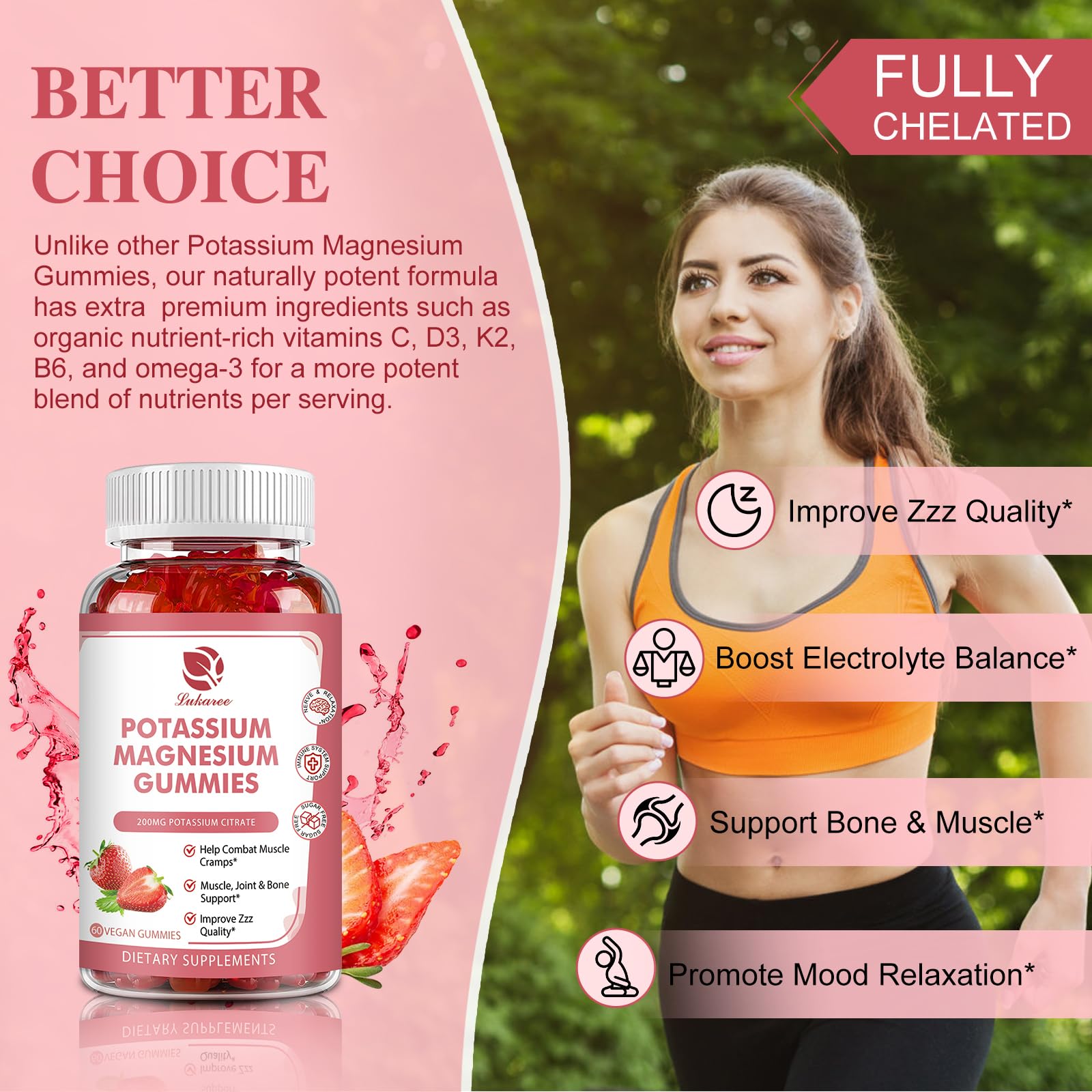 Nutrition label on magnesium potassium gummies bottle