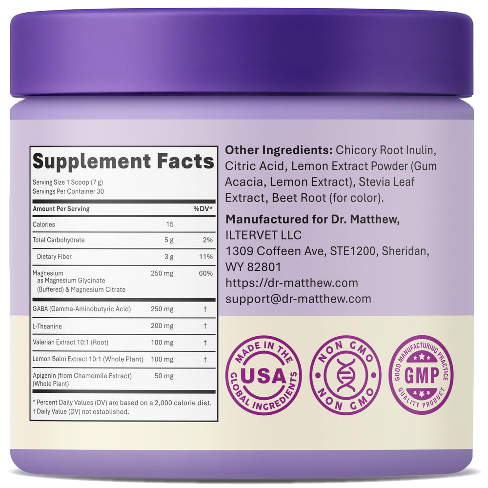 Made in USA seal on Magnesium Sleep Powder packaging