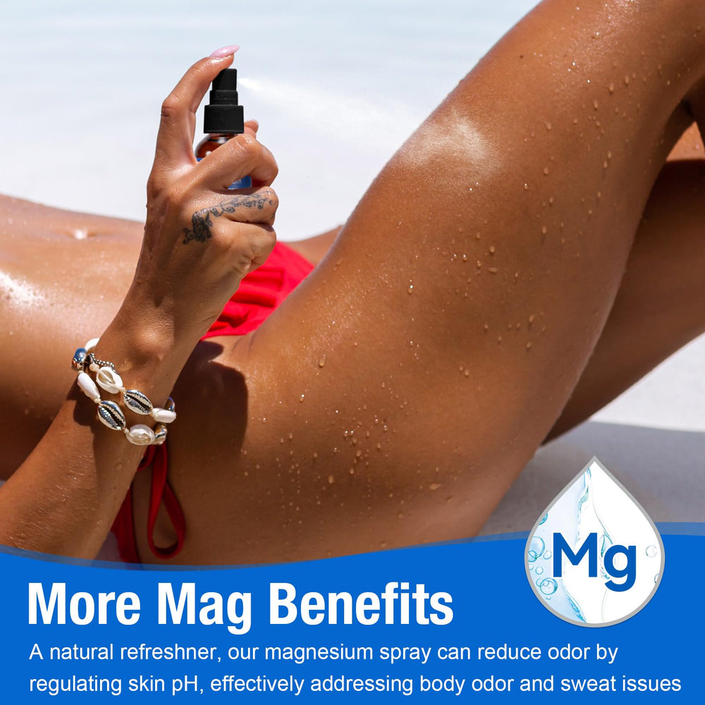 Hands applying magnesium spray to foot