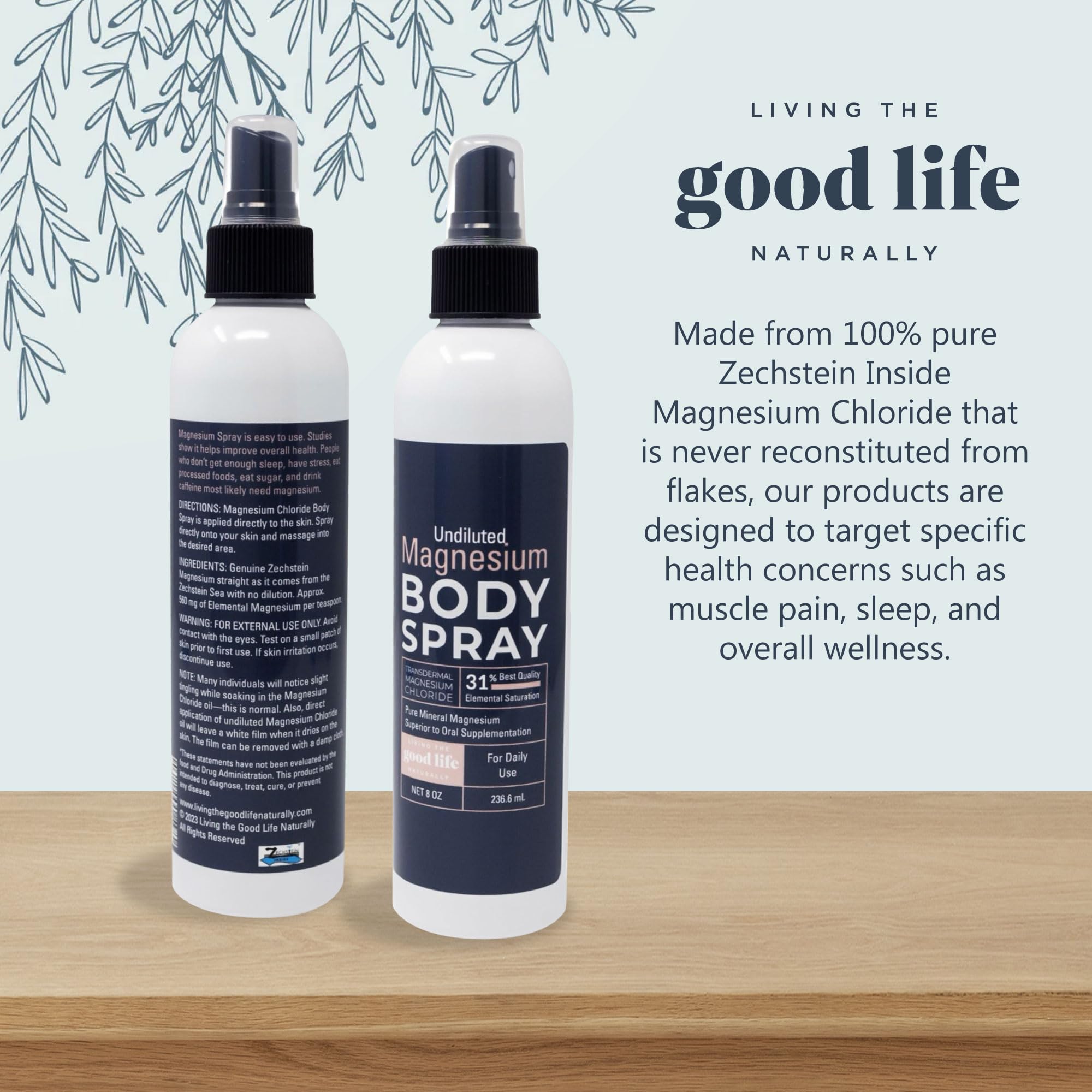 Applying magnesium spray to the foot