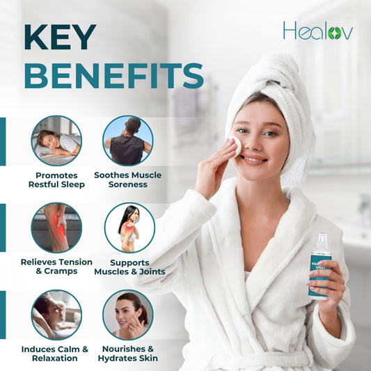 Applying magnesium oil spray to the skin
