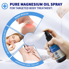 Applying magnesium oil spray to feet