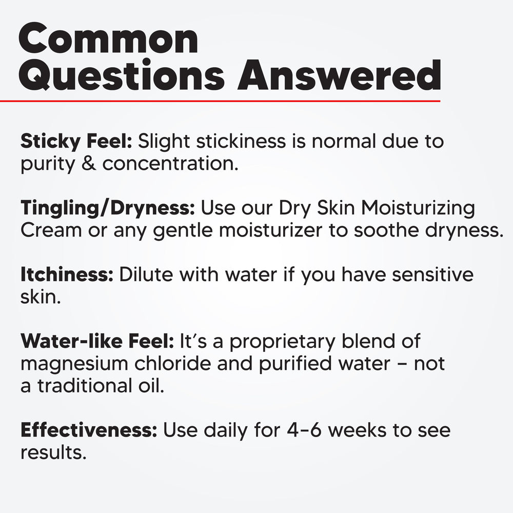 Magnesium oil spray reducing foot odor and muscle tension