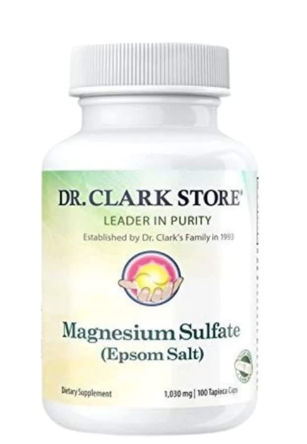 Dr Clark Store Magnesium Sulfate USP Epsom Salt in vegetarian tapioca capsule