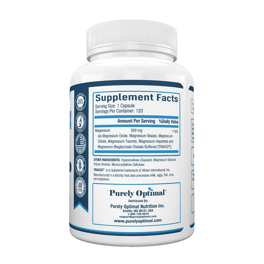 Magnesium supplement for both women and men, 120 capsules
