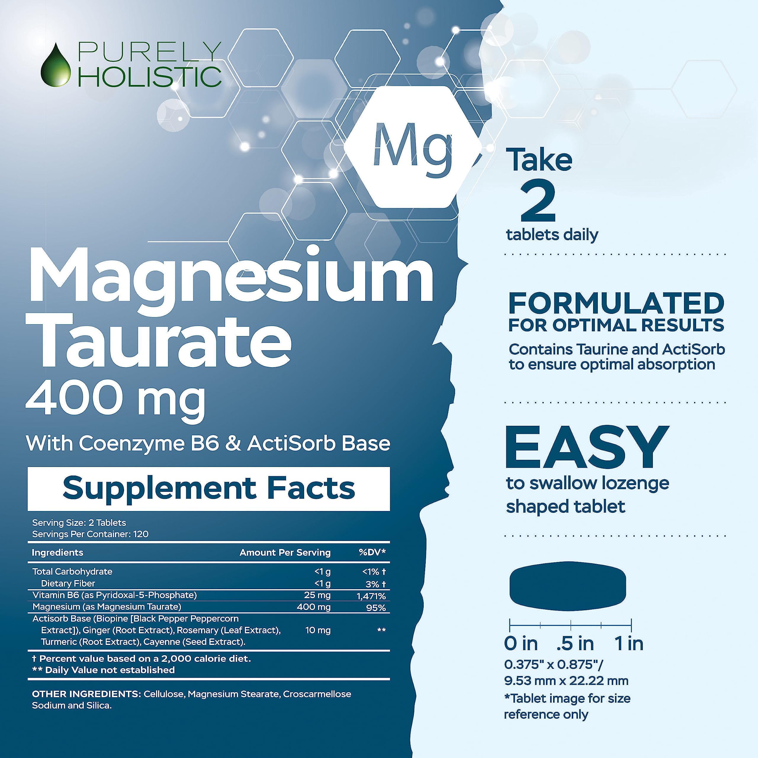 Serving size 2 tablets per day shown on label