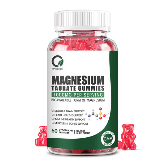 ORGEUOS Magnesium Taurate Gummies bottle and gummies