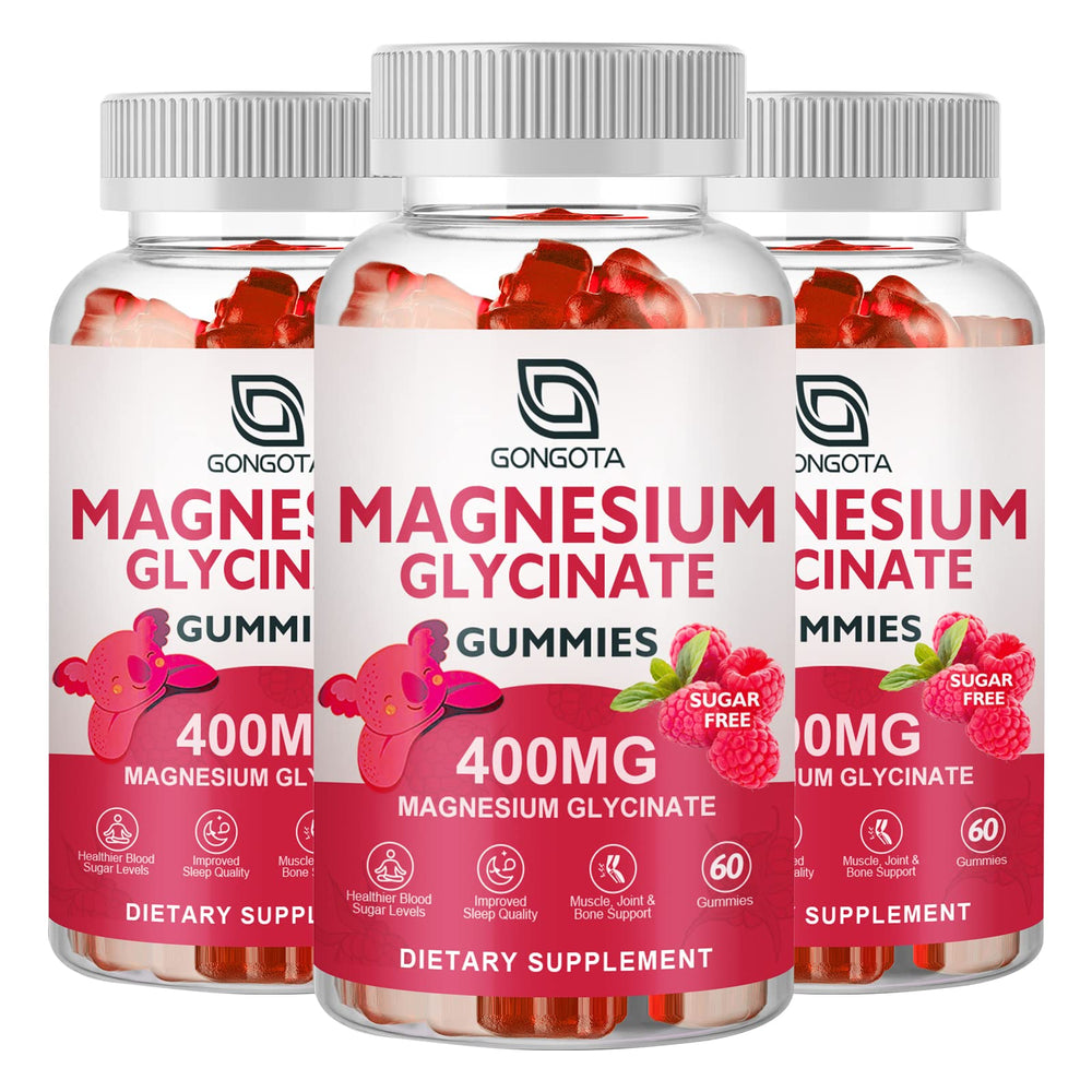 Bottle of Magnesium Glycinate Gummies with 400 mg Mg and 100 mg compound Mg