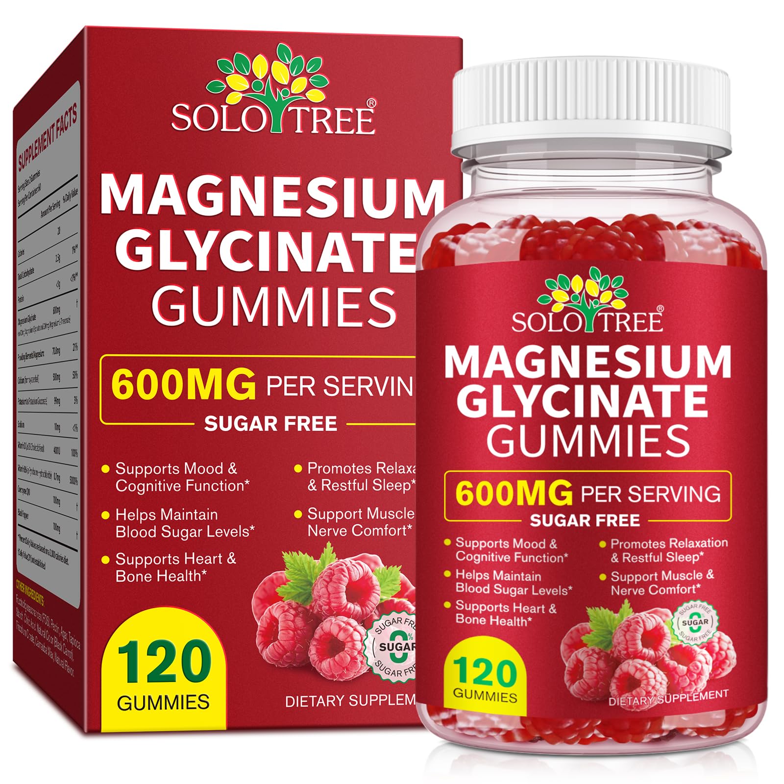 Bottle of Magnesium Glycinate Gummies 600mg – 120 count