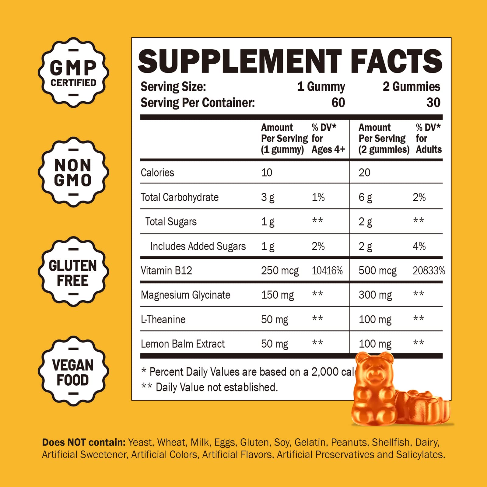 Label for Magnesium Glycinate Gummies 60-count
