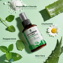 Hands applying magnesium oil spray to skin