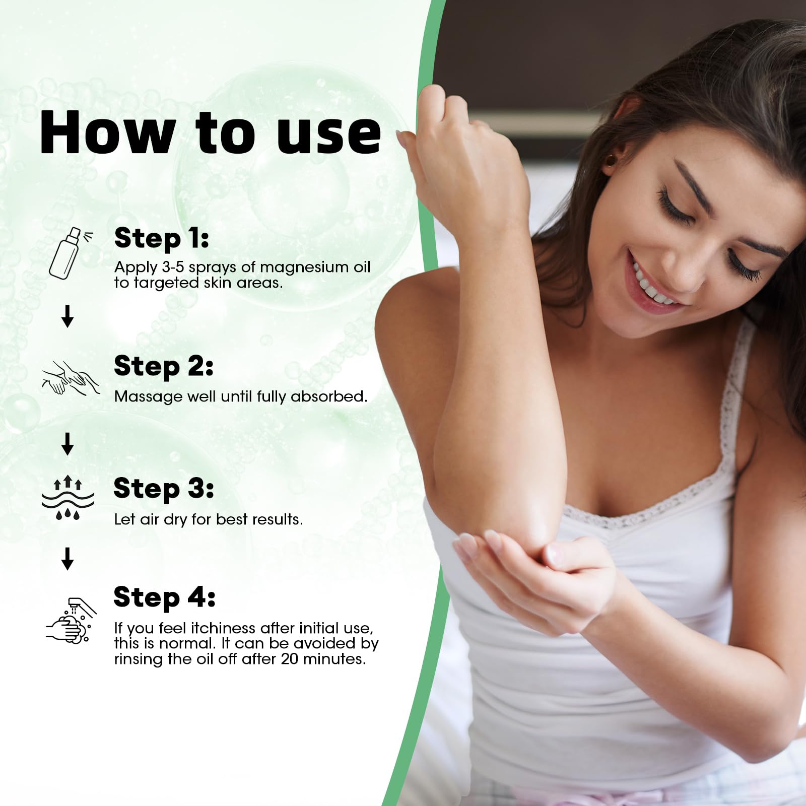 In-home use magnesium oil spray after exercise at home or gym