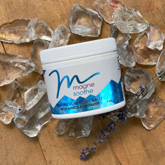 Back label view of MagneSoothe 8 oz jar