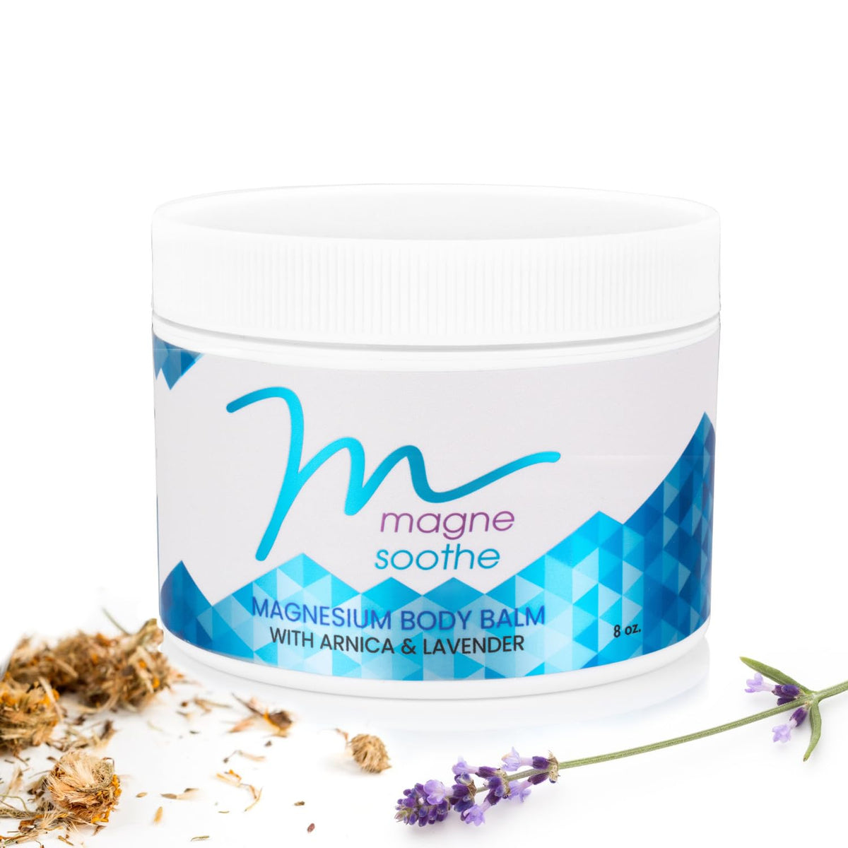 Front view of MagneSoothe Topical Magnesium Body Balm 8 oz jar