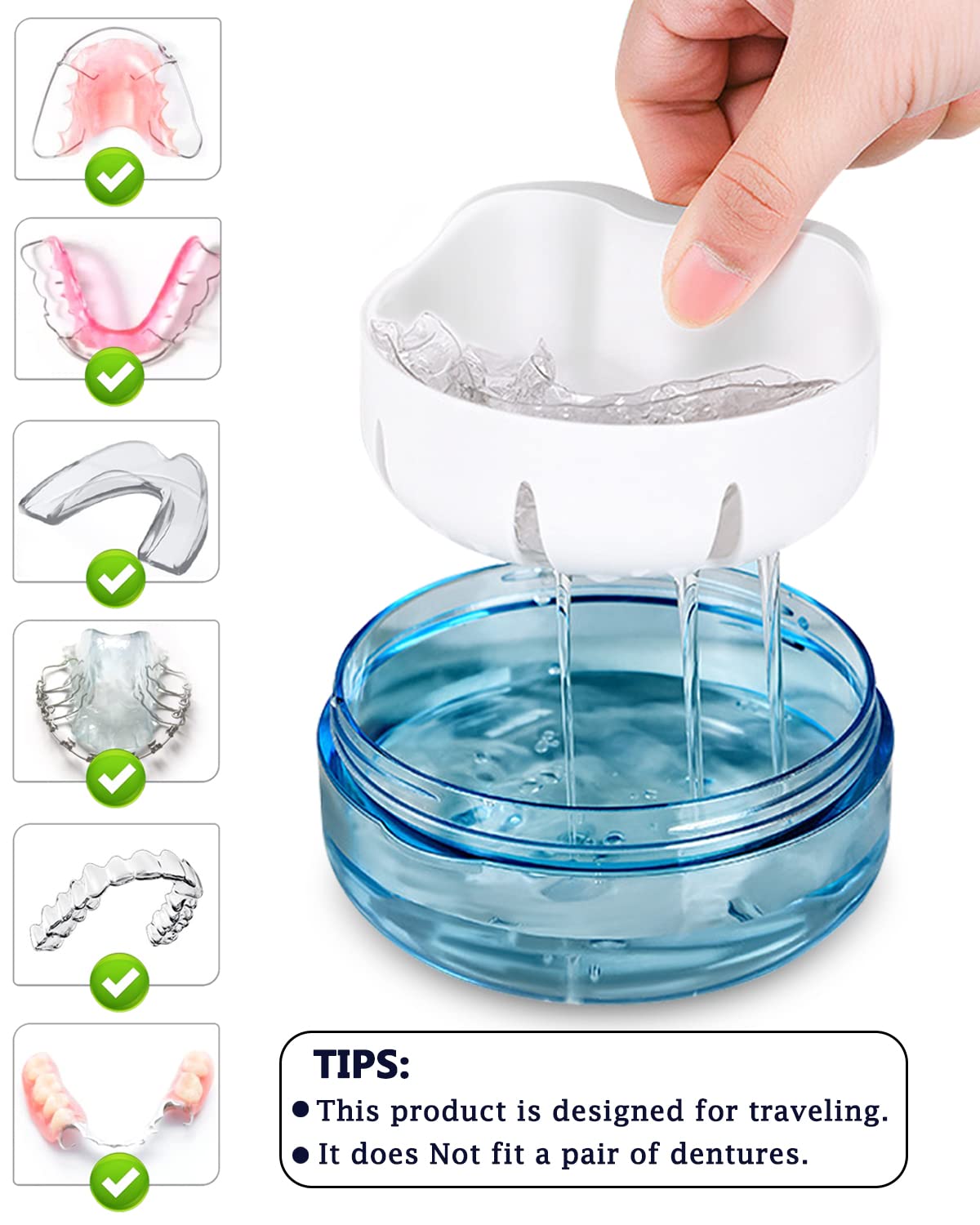 Top view of denture case with magnetic mirror