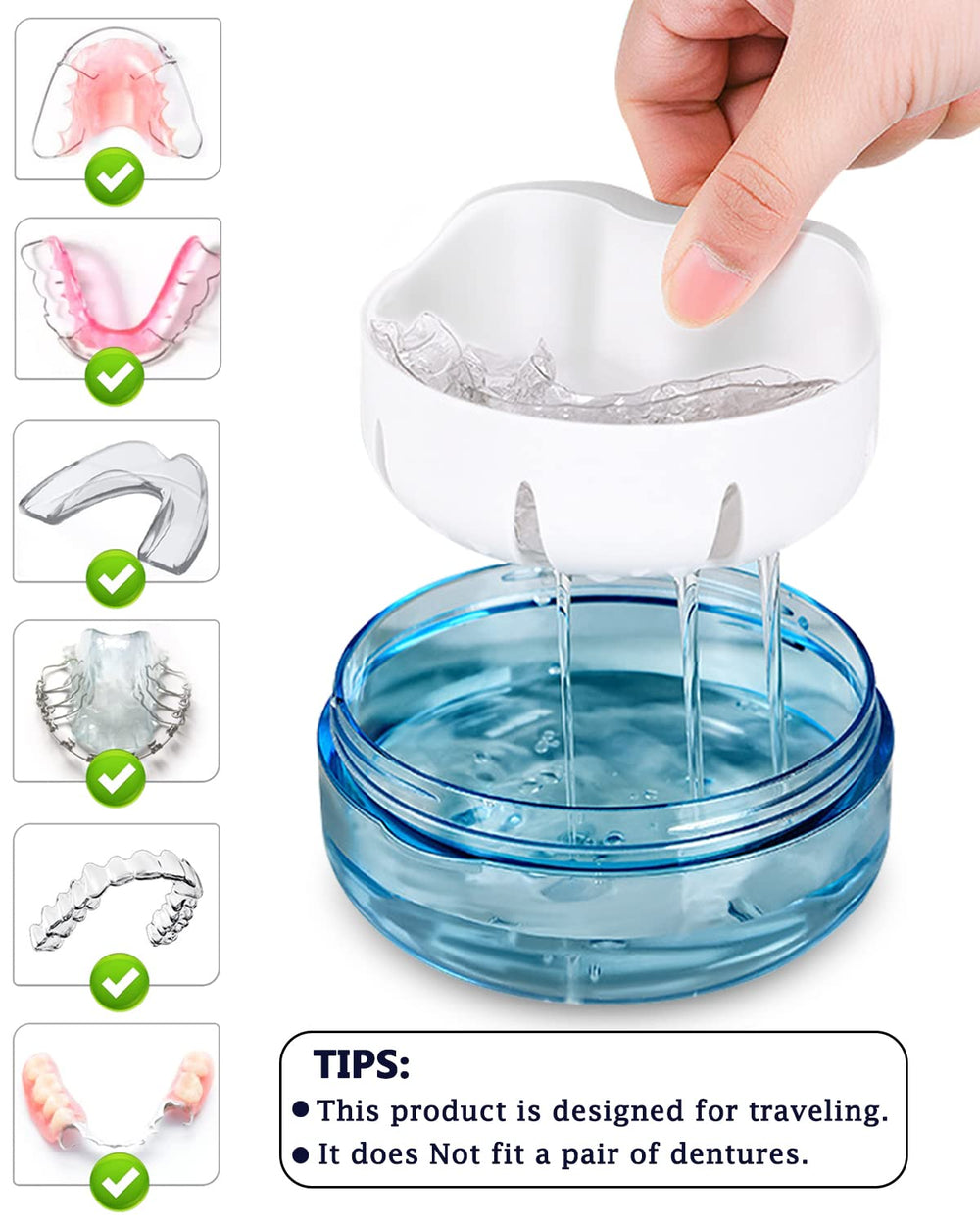 Top view of denture case with magnetic mirror