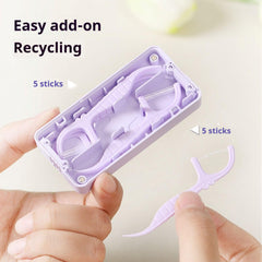 Magnetic snap closure on mint green floss case