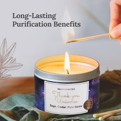 Close-up of Magnificent 101 Affirmation Candle jar and label