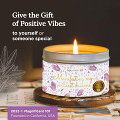 Sage and palo santo aroma highlighted by candle lighting
