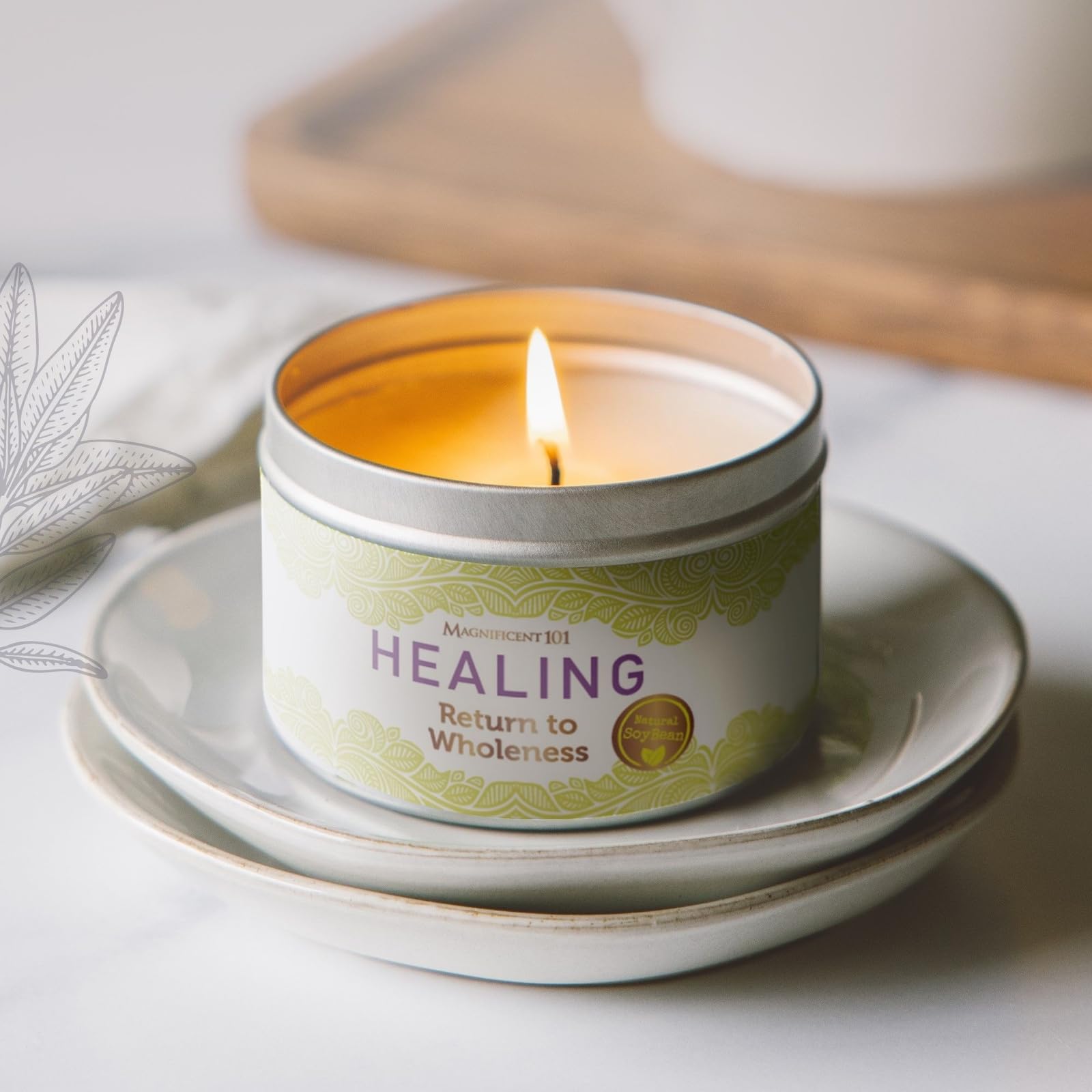 Lavender oil detail in Magnificent 101 candle