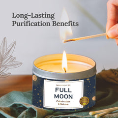 Close-up of Magnificent 101 Full Moon Candle showing natural soy wax ingredients