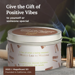 Gift-ready Magnificent 101 Palo Santo Candle with minimal packaging