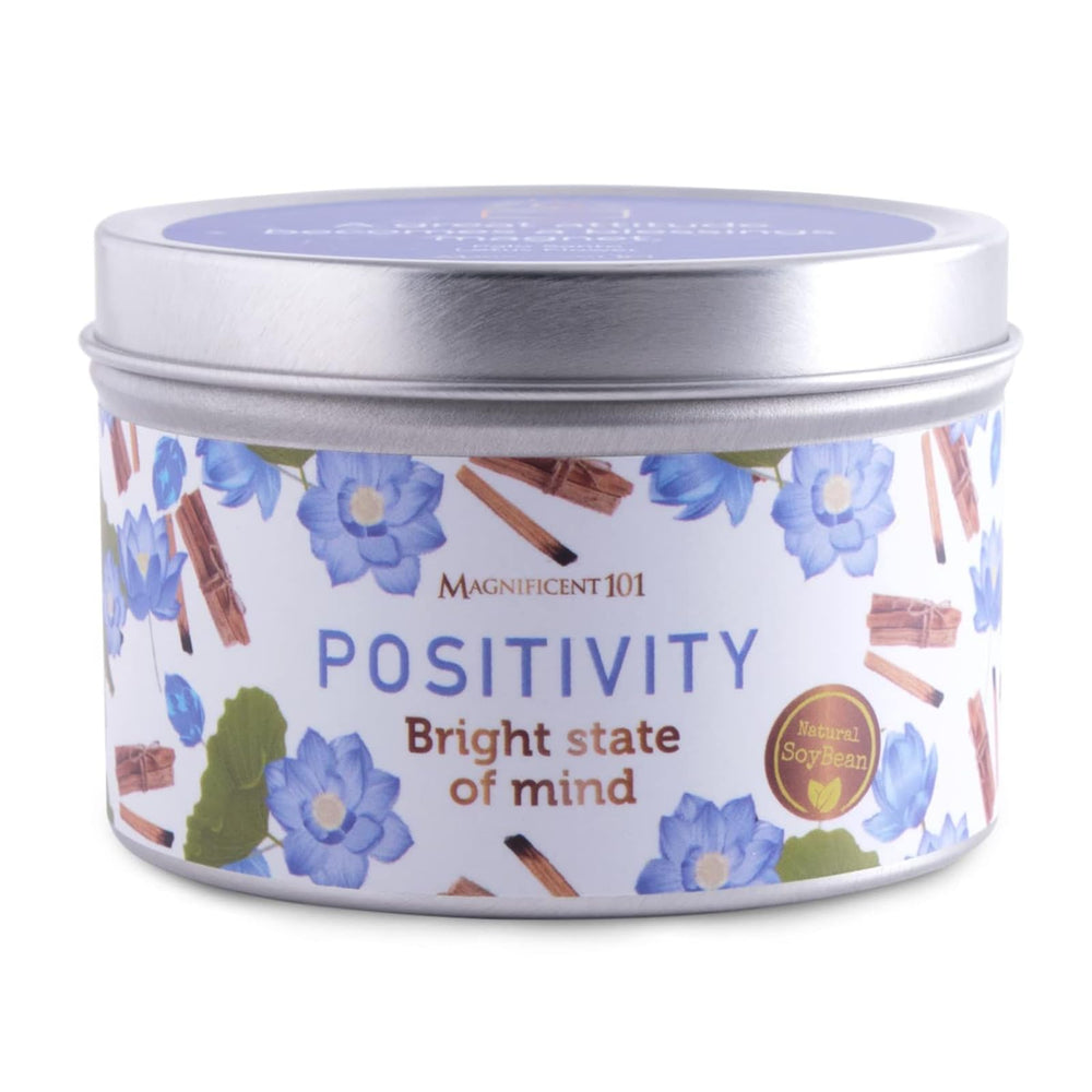 Magnificent 101 Positivity Aromatherapy Candle in a 6-oz tin holder