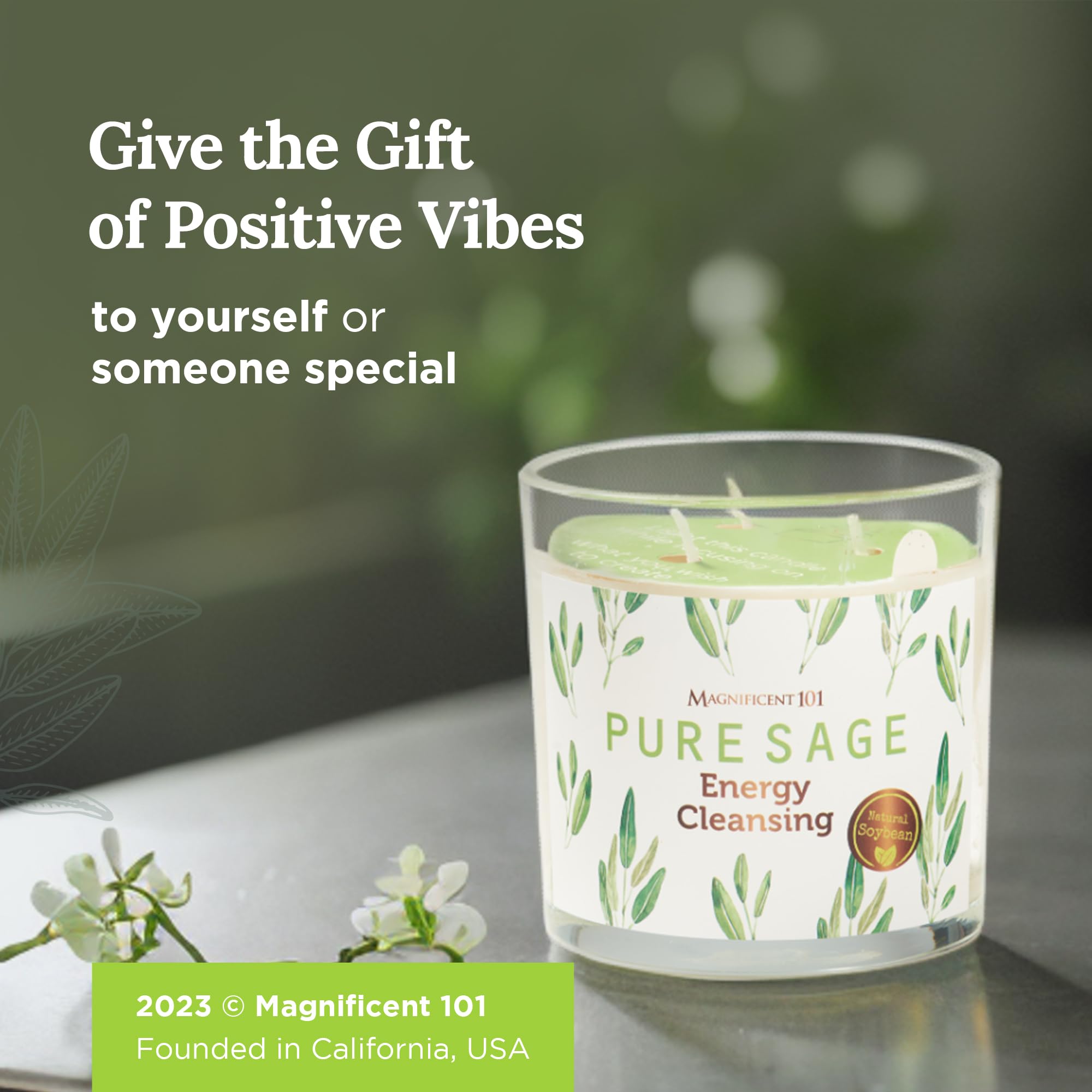 Gift-ready Sage candle ideal for housewarmings and birthdays