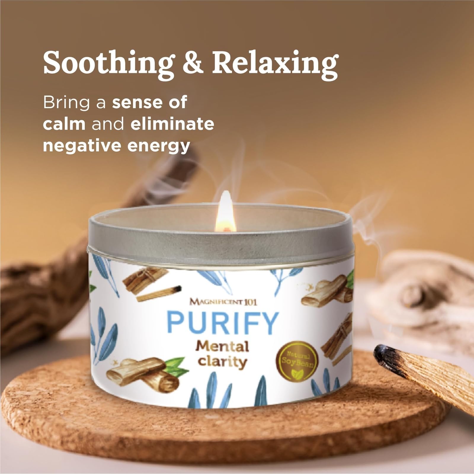 Aromatherapy candle burning to cleanse energy in home
