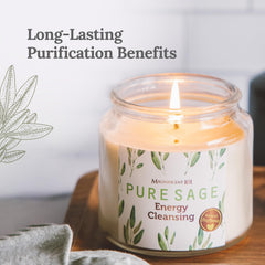 Close-up of white sage fragrance label on Magnificent 101 candle