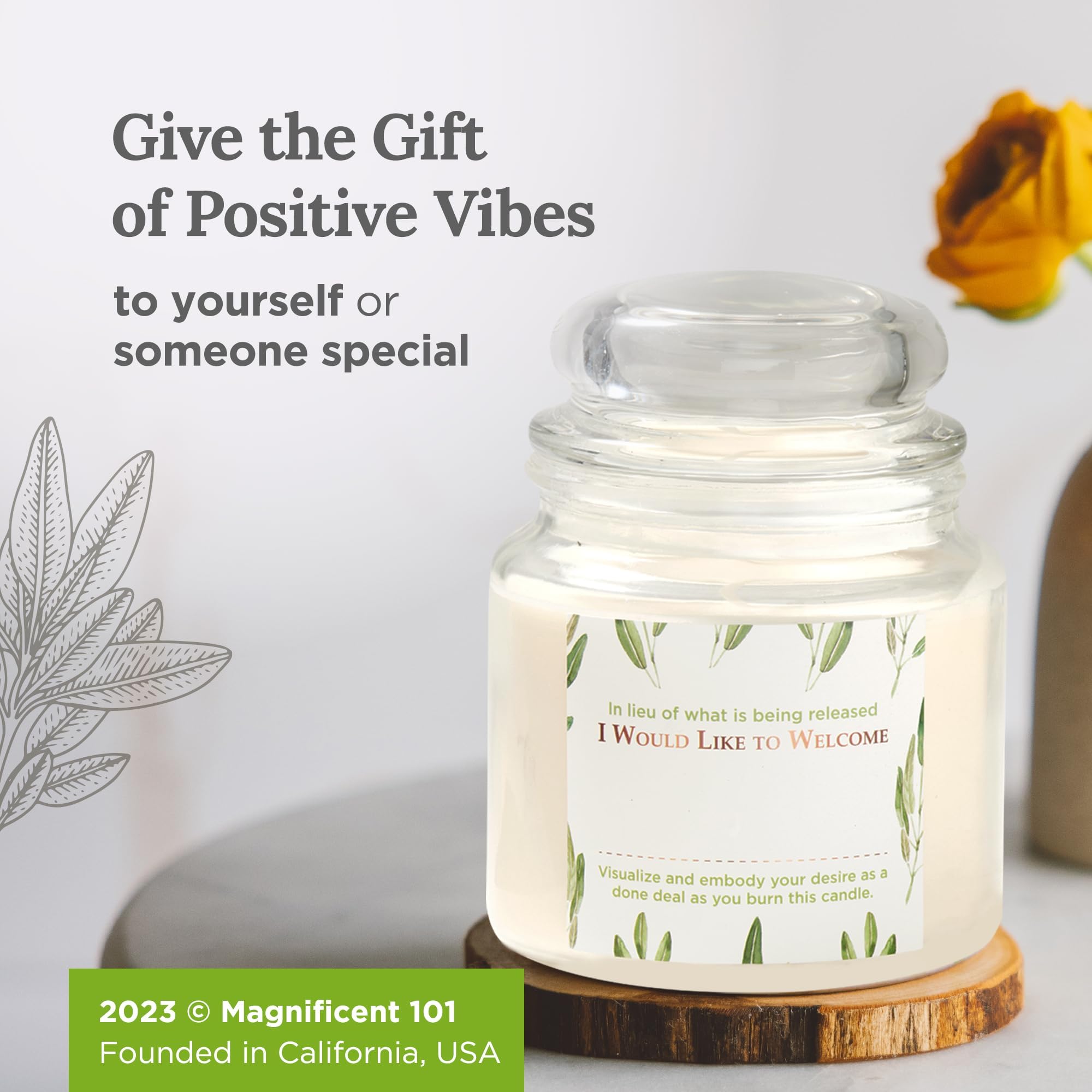 Gift-ready Magnificent 101 Sage Candle packaging