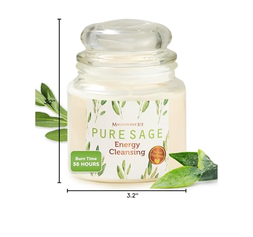 Calm, harmonious space created by sage energy cleansing candle